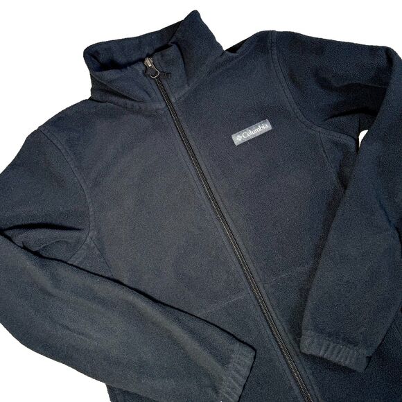 Columbia Black Plush Fleece Zip Up Jacket Kids 10/12 Outdoor Warm Cozy Fall - Picture 1 of 8
